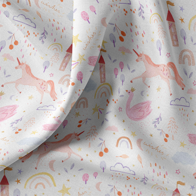 Printed Cotton ANAMIKA White / Pink
